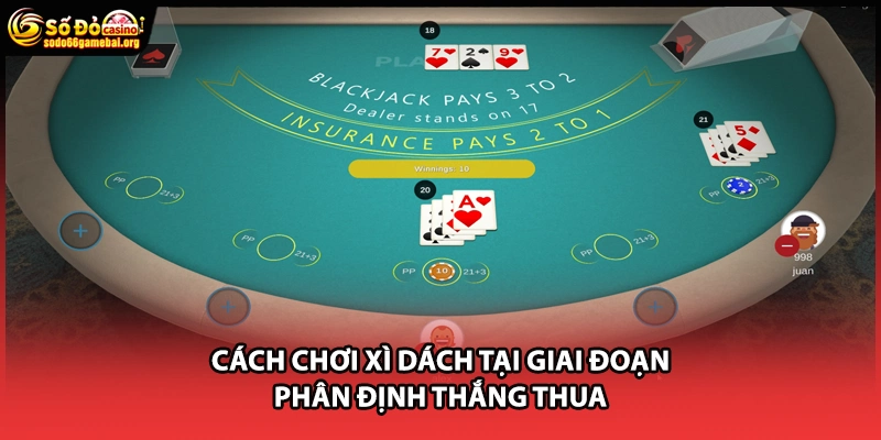 Cách chơi xì dách tại giai đoạn phân định thắng thua