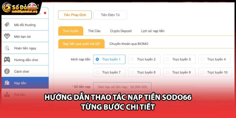 Hướng dẫn thao tác nạp tiền Sodo66 từng bước chi tiết