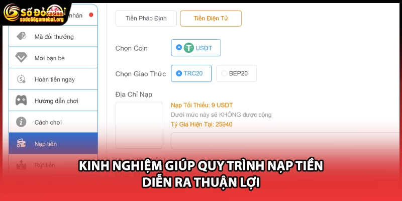 Kinh nghiệm giúp quy trình nạp tiền diễn ra thuận lợi